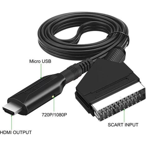 Convertisseur péritel vers HDMI, entrée péritel tout-en-un vers sortie HDMI, résolution HD 720p/1080p pour HDTV, moniteur, projecteur, PS3, Xbox, Blu-Ray, DVD, Sky, STB (1/4)