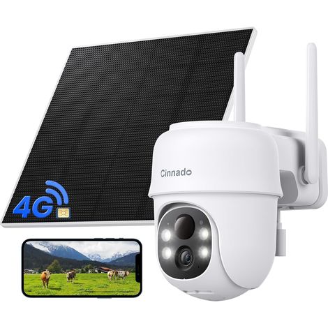 4G LTE 2K 3MP Camera Exterieur sans Fil Solaire, Batterie 9000 mAh (1/5)