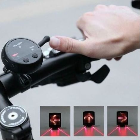 pair EBTOOLS feu de virage à distance sans fil Vélo vélo télécommande sans fil direction frein clignotant lampe USB feu arrière (1/4)