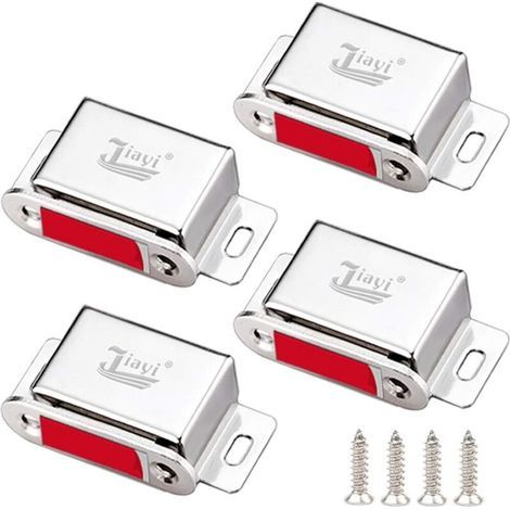 Aimant Porte Placard Puissant 4 Pièces Loquet Magnetique Porte Acier Inoxydable Aimant pour Porte de Armoire Jusqu'à 14kg Aimant pour Meuble Porte pour Fermeture Cuisine Placard Tiroirs Porte (1/5)
