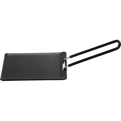 Poêle à griller portable avec poignée, antiadhésive, pour barbecue et camping en extérieur. (1/5)