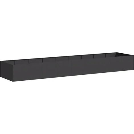 Jardinière rectangulaire pour jardin balcon profondeur 360 x 80 x 40 cm en acier laminé à froid noir (1/5)