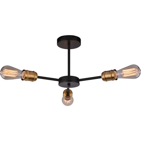 Plafonnier Candellux Goldie métal noir doré 3xE27 57cm (1/2)