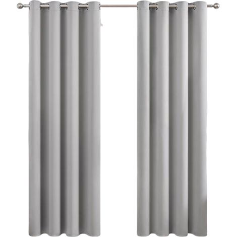Rideau Occultant Une Piece Thermique à Oeillet Décoration de Fenêtre Pour Salon et Chambre 132 x 213 cm Gris Clair gris clair (1/5)