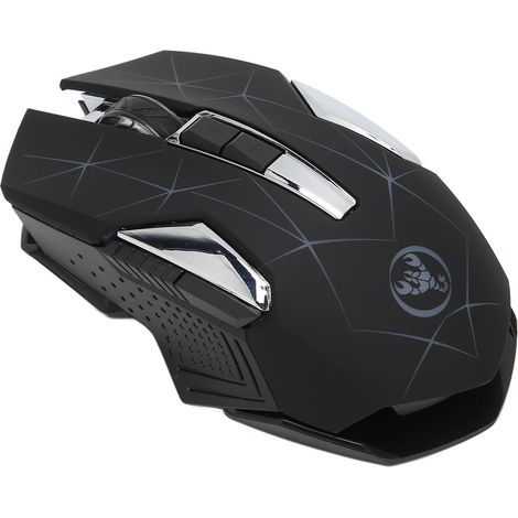 Souris sans fil 2,4 GHz, design ergonomique, 3 DPI, molette antidérapante, rechargeable par USB, pour PC et ordinateur portable, noir.