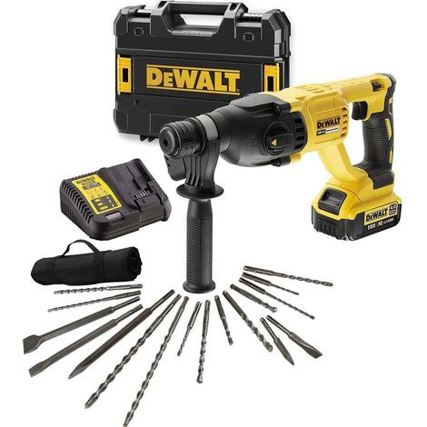 Dewalt DCH133M1 18v Brushless SDS Hammer Drill 3 Mode + 17 Piece Bit Set Point (1/4)