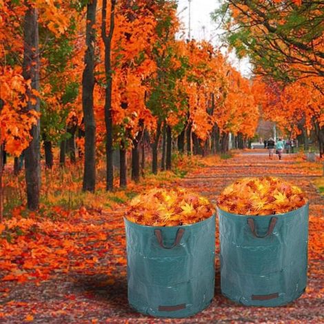 2x Sac Poubelle de Jardin 272L. Sacs à Déchets Résistants avec Couvercle et Poignées. Pliable et Réutilisable