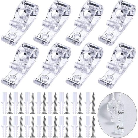 8 pcs Stores Romains P Clip Rideau à Rouleau Transparents Enfants Sécurité P Clip avec 8Vis + 8 Piliers en Plastique pour Maison Vertical Store à Billes Chaîne