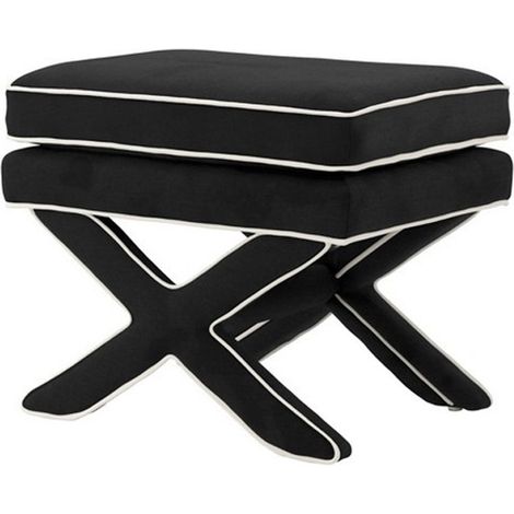 Rhode Stool - House Weave - L45.5 x W62 x H49.5 cm - Onyx/White - Full Assembly Required