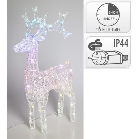 Renna in acrilico con 80 LED RGB 45 x 16 x 75 cm PERAGA CHRISTMAS