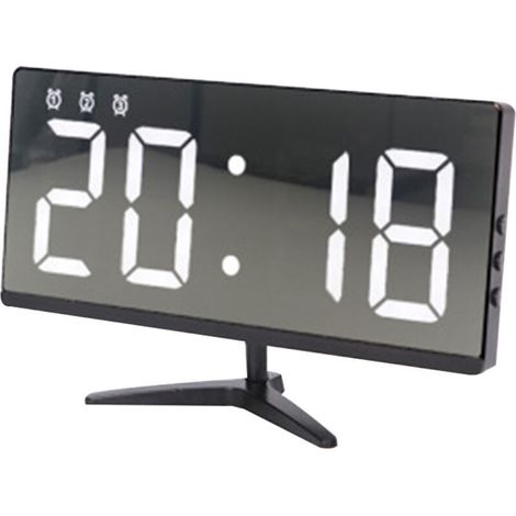 Réveil numérique LED, 4 niveaux luminosité, affichage température/date, ports USB (1/4)