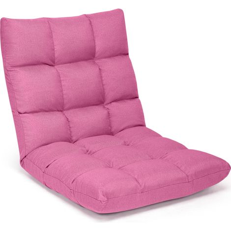 COSTWAY 14-Position Adjustable Floor Chair Video Gaming Sofa Chair-Pink (1/5)