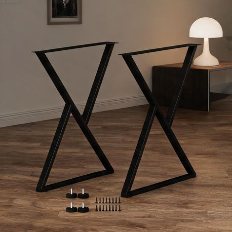 Pieds de table en acier noir en forme de X pour bureau réglable (1/5)