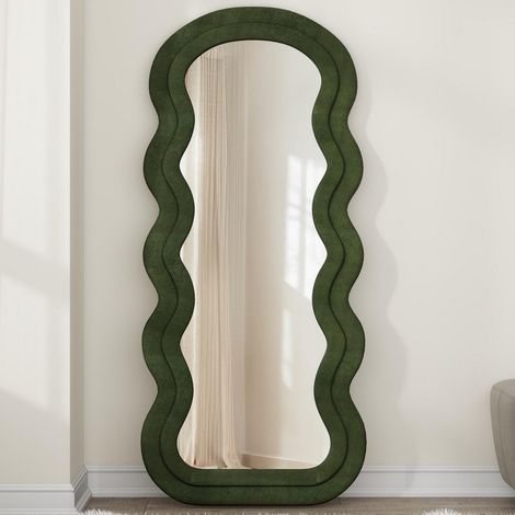 Miroir moderne avec encadrement vert olive en forme de vagues WAVY (1/5)