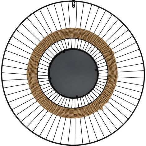 Miroir - HOME DECO FACTORY - Filaire et Jonc - Noir et Beige (1/5)