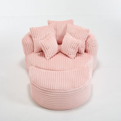 Poltrona relax modulare in ciniglia rosa 168x123x63 cm FloraGrace (1/5)
