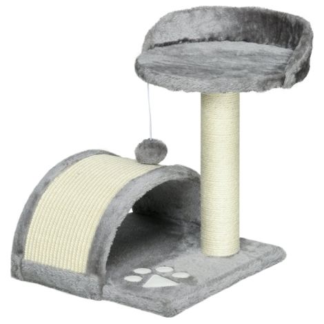 Grey Cat Tree with Sisal Scratching Post and Toy Ball - Perfect Activity Centre for Kittens and Cats (1/5)