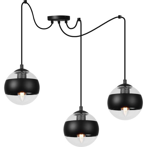 LÁMPARA COLGANTE TOLEDO SPIDER NEGRA 3 PLATOS PANTALLA NEGRA E14