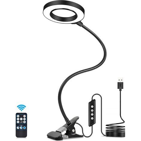 Loupe de bureau avec éclairage LED, grossissement 3x, réglable, lumière avec 10 niveaux de luminosité, télécommande, clip de retenue et 3 couleurs en option (1/5)
