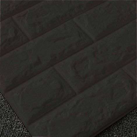 TrAdE Shop Traesio - Pannello Spugna 3d Mattoni Colore Nero Adesivo Pareti Sfondo Casa Muri 70x70cm - (1/2)