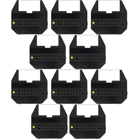 vhbw 10x Ribbon Cartridge compatible with Olivetti ETP 506, ETP 510, ETP 520, ETP 510 II Dot Matrix, Receipt Printer Typewriter - Black Ink Ribbon
