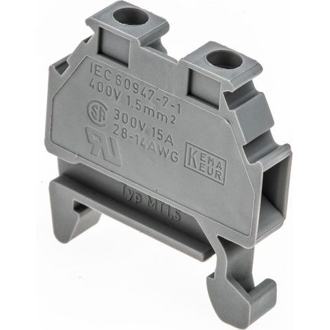 Bloc de jonction rail DIN Phoenix Contact MT 1.5, 0.14 1.5mm², A visser, Gris ( Prix pour Paquet de 5 )
