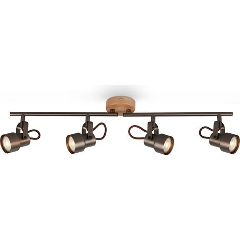 LED Spotleuchte Retro schwenkbar GU10 5 W antik-grau Metall-Holz Briloner