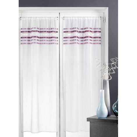 Paire de rideaux droits rayures horizontales Vieux rose 70x160 cm (1/2)