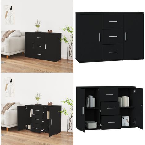 Sideboard Schwarz 91x29,5x65 cm Holzwerkstoff - Schreibtisch - Wohnzimmermöbel - Sideboard Schwarz - Holz Sideboard - Regal - Home & Living (1/5)
