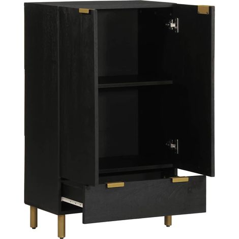 Buffet Meuble de rangement noir 60x33x100 cm bois d'ingénierie (1/5)