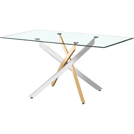 Table à manger JESSICA Gold Chrome transparent 180 x 90 cm (1/4)