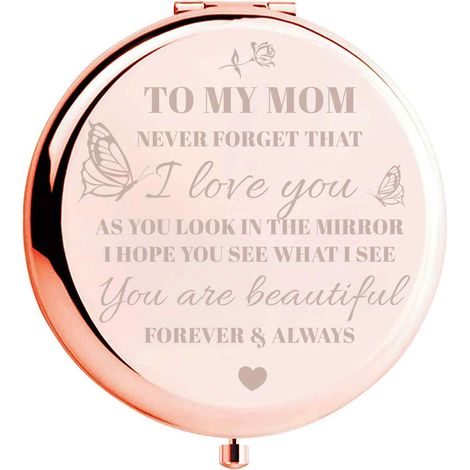 1 miroir de poche, double face avec loupe, or rose, 6,5 cm, pour maquillage précis et déplacements quotidiens