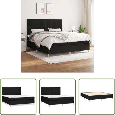 Matelas à ressorts ensachés -  Sommier à lattes de lit avec matelas Noir 180x200 cm Tissu (1/5)