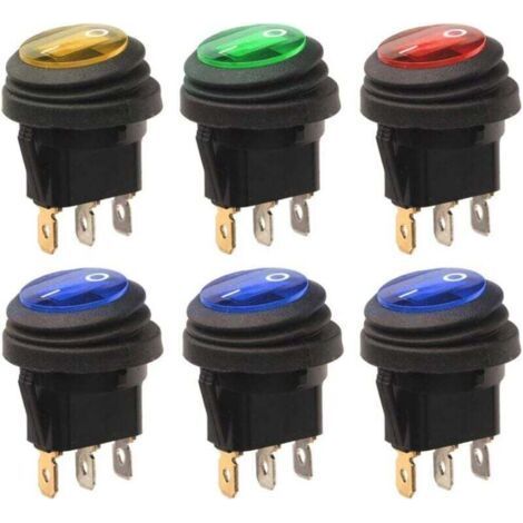 Wasserdichter LED-Wippschalter 12–24 V DC – 6er-Pack – SPST Ein/Aus mit Schlüssellochschlitz – Für LKW und Boot – 24 V DC (1/5)
