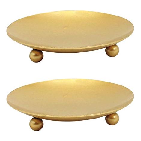 Bougeoir 2 pièces - bougeoir en fer ancien - décoration romantique pour table à manger - doré (1/5)