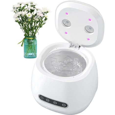 Nettoyeur d'appareils dentaires — Nettoyeur orthodontique UV portable, 48 kHz, blanc (1/5)