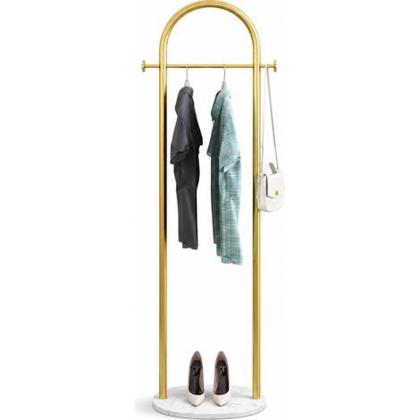 Portant porte-manteaux en métal doré - L 50 x H 170 x P 30 cm - Support d'entrée et accueil multi fonctions - Livraison gratuite (1/5)