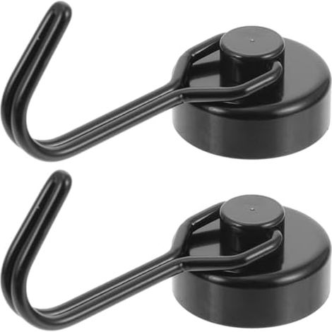 Lot de 4 Crochets Magnétiques en Alliage Noir pour Salle Bain Cuisine, Fixation Solide sans Endommager les Objets - (1/5)