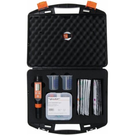 JUDO Analysenkoffer Typ E+ zur Wasseruntersuchung nach VDI 2035. Inkl. Messbesteck Gesamthärte, digitalem Bluetooth Kombi-Messgerät für pH-Wert, TDS, Leitfähigkeit & Temperatur., 8690091