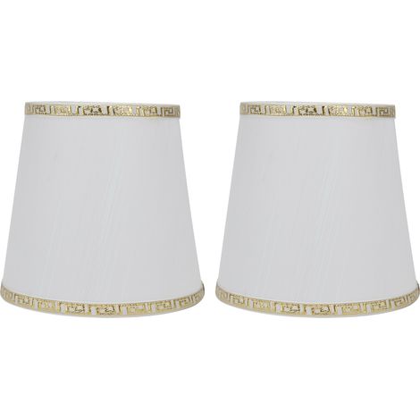 Juego de 2 pantallas de lámpara E14 de tela blanca, con acabado fino, para lámparas de mesa, escritorios y hoteles. (1/5)