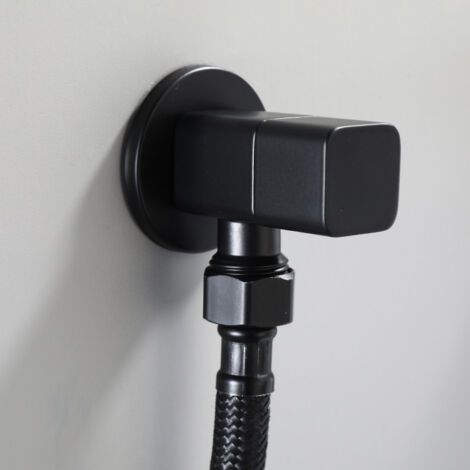 Sollbry Robinet d'arrêt d'eau pour mitigeur d'angle G1/2, accessoire de salle de bain, toilettes, lavabo, noir, fourniture de salle de bain