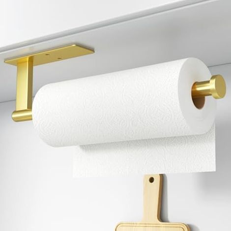 Porte-rouleau d'essuie-tout sous meuble - Adhésif ou perçage, support mural pour rouleau de cuisine, porte-serviette pour rangement et organisation, support en acier inoxydable