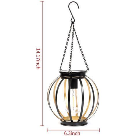 Lanterne Solaire Suspendue Extérieure – Lustre Métallique à Lumière Chaude pour Jardin, Balcon et Intérieur, Installation Facile Mur/Plafond (1/5)