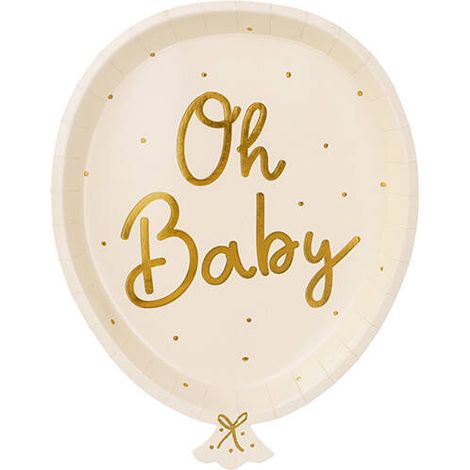 Babyparty-Teller, Oh Baby, Beige, 17,5 x 22 cm, 6 Stück. (1/5)