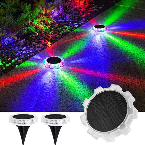 Lampes solaires étanches RGB avec 4 modes – 2 lampes de sol LED à couleurs changeantes – Éclairage extérieur pour patio et jardin (1/5)