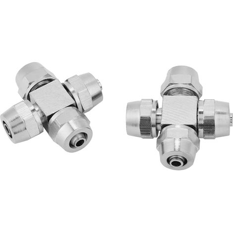 Raccord Pneumatique Fileté Femelle Type T Pour Tuyau 6mm - Connecteur Rapide 4 Voies En Laiton Nickelé - Pour Systèmes De Gaz Et Eau (1/5)