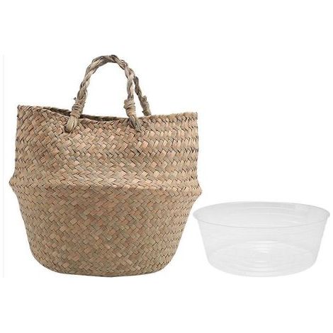 Panier à plantes avec doublure, paniers ventraux en jonc de mer tressé (1/5)