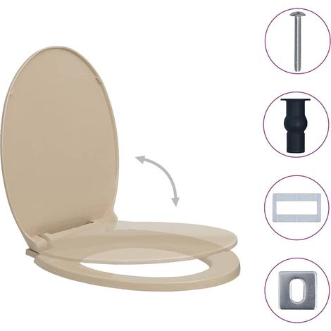 Siège de toilette à fermeture en douceur Beige Ovale (1/5)