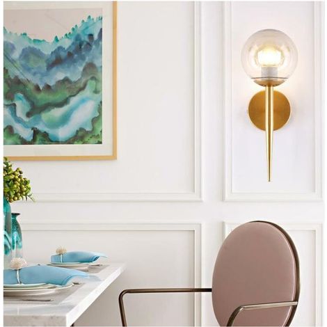 Nordique Moderne Or Verre One Piece Applique Salon Chambre Chevet Applique Murale Allée Couloir Décor À La Maison (Or) -13 24cm