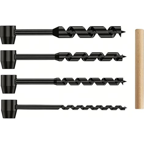Bushcraft-Set mit 4 manuellen Holzbohrern  inklusive Schraubenschlüssel für Outdoor-Aktivitäten wie Survival, Gartenarbeit, Camping und Holzbearbeitung (1/5)